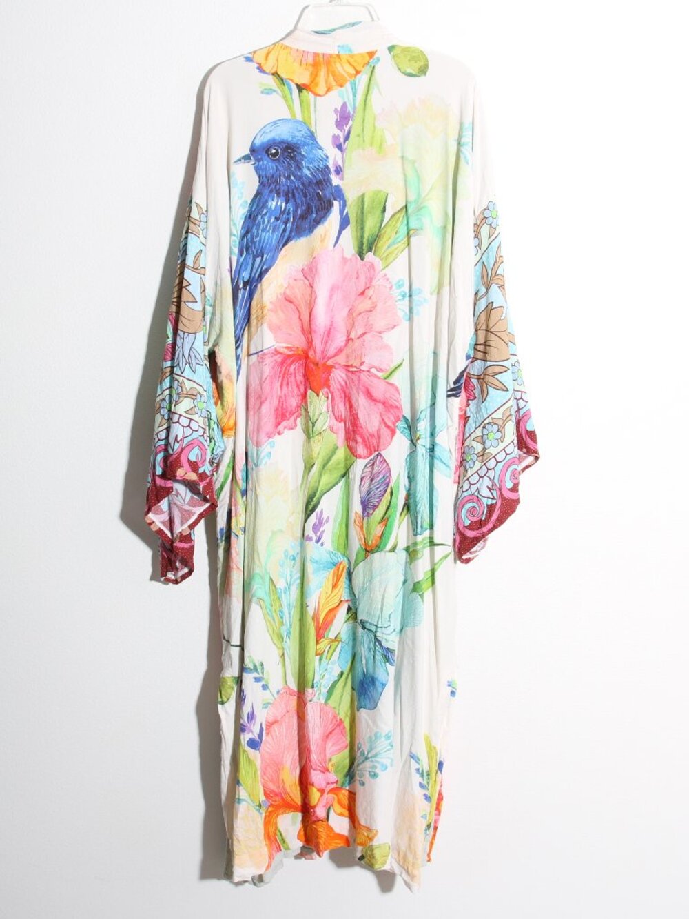 Aratta Silent Journey Floral Bird Kimono Duster Longline Cardigan Robe Sz Small